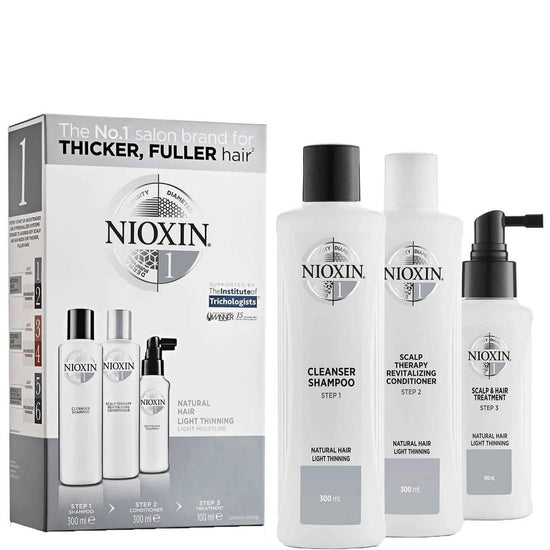 NIOXIN 3-Part System 1 Loyalty Kit for Natural Hair with Light Thinning